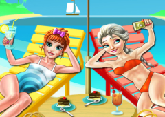 Elsa e Anna Tiram uma Selfie na Praia