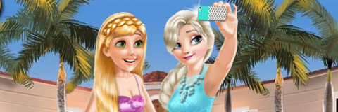 Elsa e Rapunzel Tiram Uma Selfie