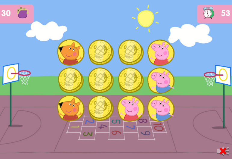 Jogo de Memória da Peppa no Meninas Jogos